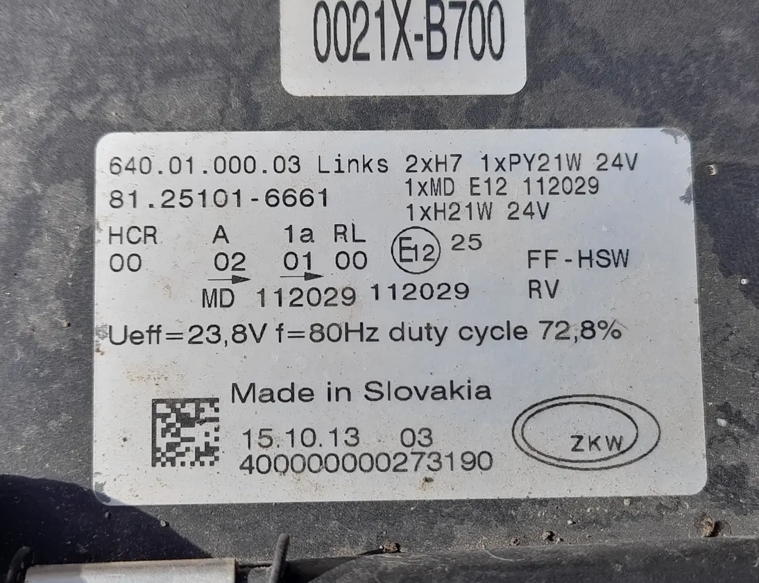 MAN TGX (2007-present) Reflektor przedni lewy 81.25101-6661,81251016661,640.01.000.03 34831874