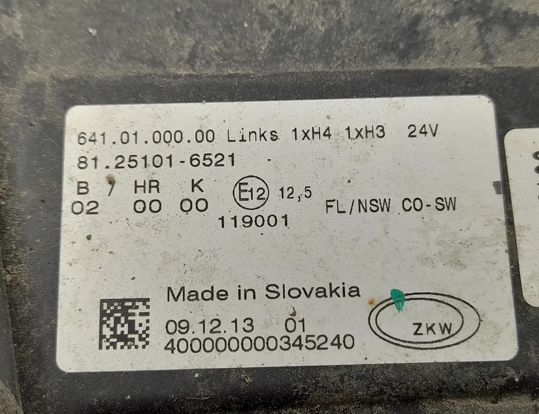 MAN TGX (2007-present) Przednie lewe światło przeciwmgielne 81.25101-6521,81251016521,641.01.000.00 34831967