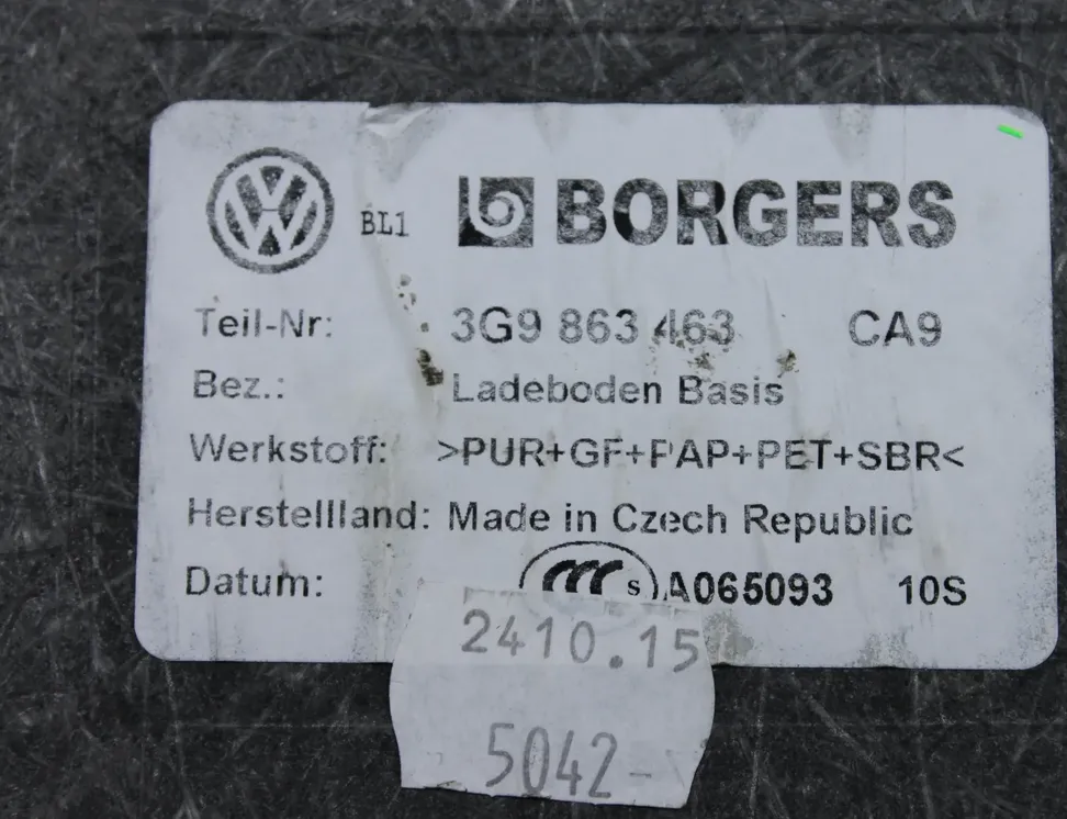 VOLKSWAGEN Passat B8 (2014-2023) Trunk Boot Carpet 3G9863463 35103903