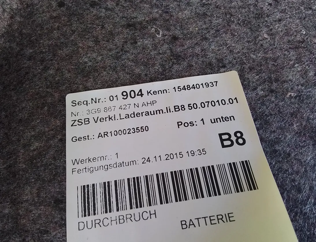 VOLKSWAGEN Passat B8 (2014-2023) Left Side Trunk Trim 3g9867427n,3g9867427 31872584