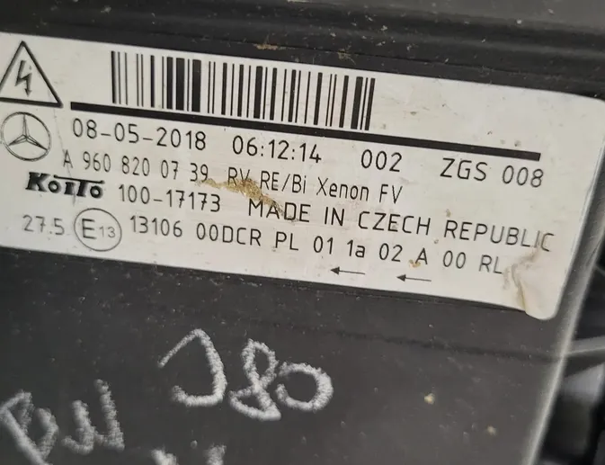 MERCEDES-BENZ ACTROS MP4 (2011-present) Przedni prawy reflektor A9608200739 34021030